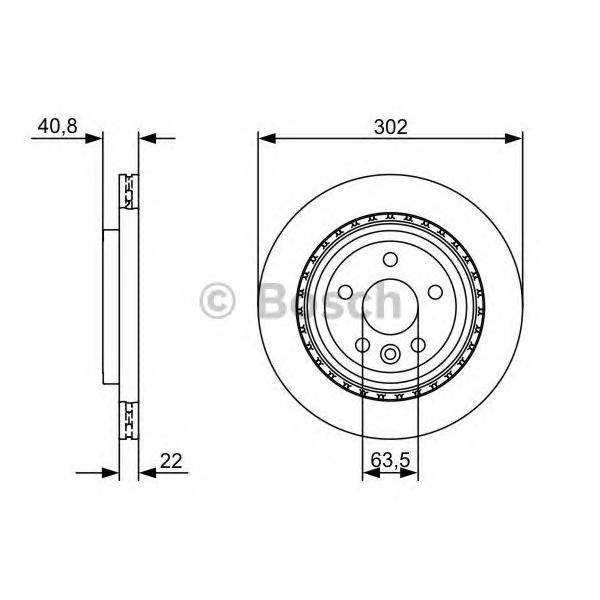 BOSCH - 0 986 479 398 (Диск тормозной задний 302x22)