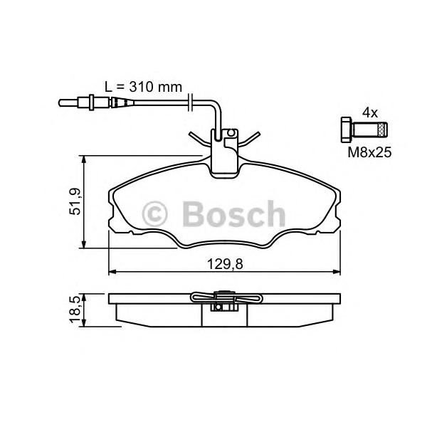 BOSCH - 0 986 424 227 (Комплект тормозных колодок, дисковый тормоз)