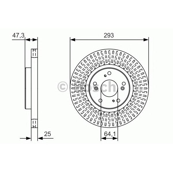 BOSCH - 0986479B02 (Диск тормозной HONDA CIVIC 12- передний вент.D=293мм.)