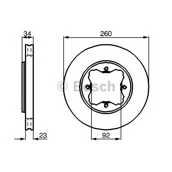 BOSCH - 0986478568 (Диск тормозной передн HONDA: ACCORD IV (CB) 2.0 16V (CB3)/2.0 i 16V (CB3) 89-93, ACCORD IV купе (CC1) 2.0 i 16V 92-93, ACCORD V (CC7, CD) 2.0 i/2.0 i)