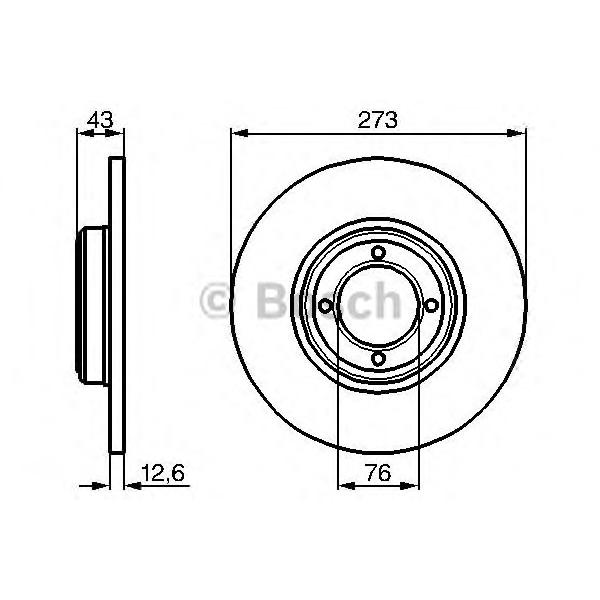 BOSCH - 0986478091 (0 986 478 091_диск тормозной передний!/ Peugeot 504/505/604 1.8-2.5TD 71-89)