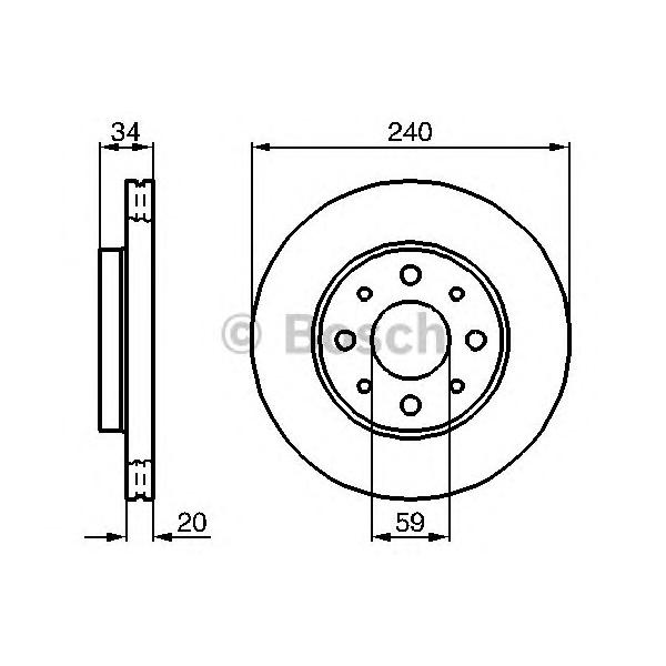 BOSCH - 0986479121 (Диск тормозной FIAT: 500 07 -, 500 C 09 -, PANDA  03 -, PANDA Van  04- FORD: KA 09-)