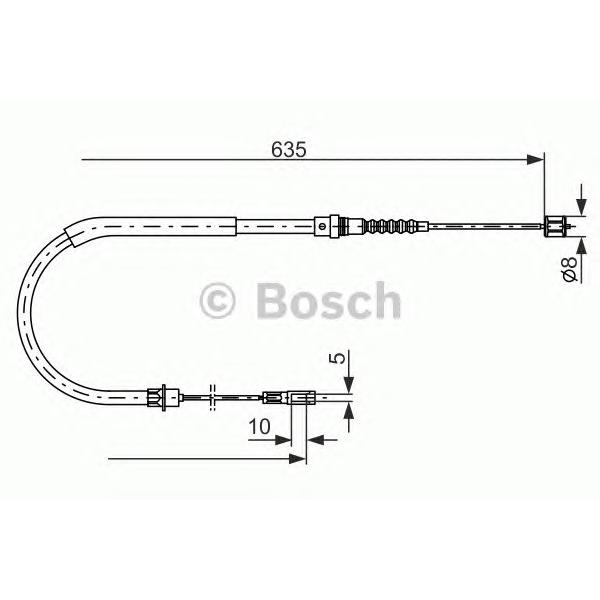 BOSCH - 1987477567 (Трос ручного тормоза Peugeot 605 2.0-3.0i/2.1D/TD)