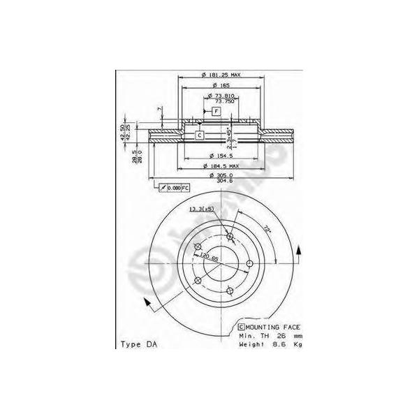 BREMBO - 09773111 (Диск тормозной)