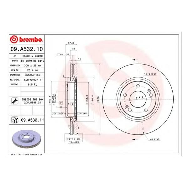 BREMBO - 09A53211 (Диск тормозной FR)