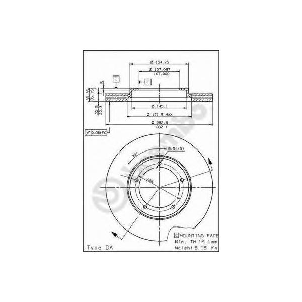 BREMBO - 09.5782.10 (Диск торм.пер. вент. 911 924 944 477405083A91135104120)
