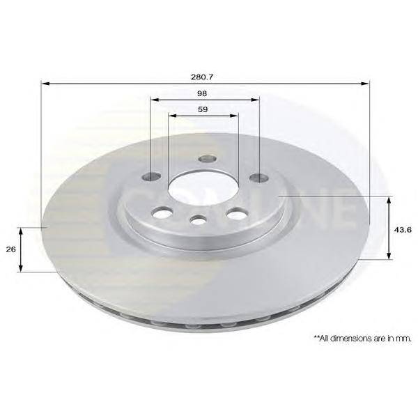 COMLINE - ADC1522V (ДИСК ТОРМ CIT EVASION/JUMPY/FIAT SCUDO/ULYSSE/PGT 306 1,9D/806/EXPERT ПЕР ВЕНТ 281X26 (С ПОКРЫТИЕМ))