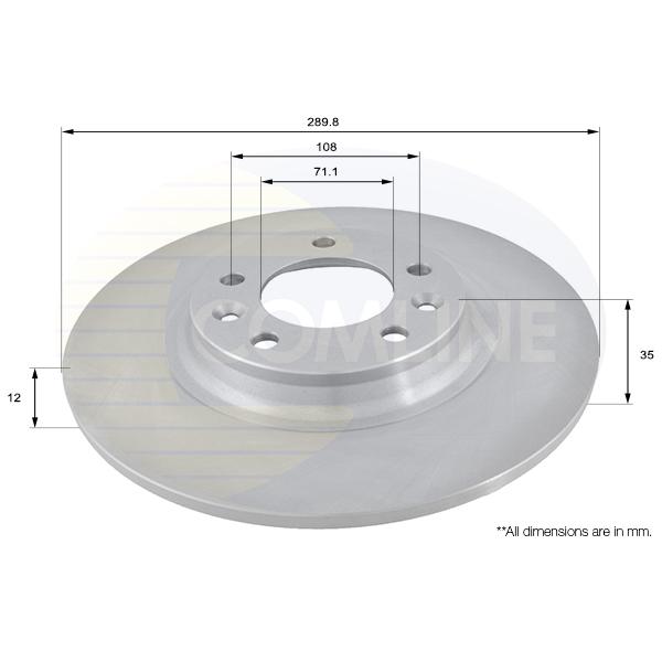 COMLINE - ADC1551 (ДИСК ТОРМ PGT 407/607 1.8-3.0/1.6-2.7HDI 00- ЗАД НЕ ВЕНТ 290X12 (С ПОКРЫТИЕМ))