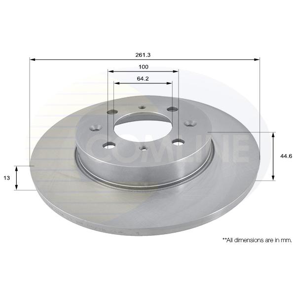COMLINE - ADC1302 (ДИСК ТОРМ ROV 420 95- ПЕР НЕ ВЕНТ 261.5X13 (С ПОКРЫТИЕМ))
