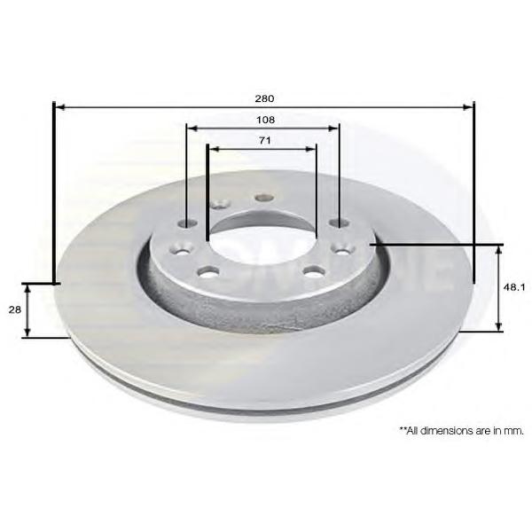 COMLINE - ADC1580V (ДИСК ТОРМ FIAT SCUDO 1.6D/2.0D/CIT JUMPY/PGT EXPERT 1.6HDI 07- ПЕР ВЕНТ 280X28 (С ПОКРЫТИЕМ))