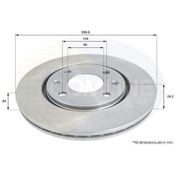 COMLINE - ADC1523V (ДИСК ТОРМ PGT 406 1,6/1,8/1,8 16V/1,9D ПЕР ВЕНТ 260X24)