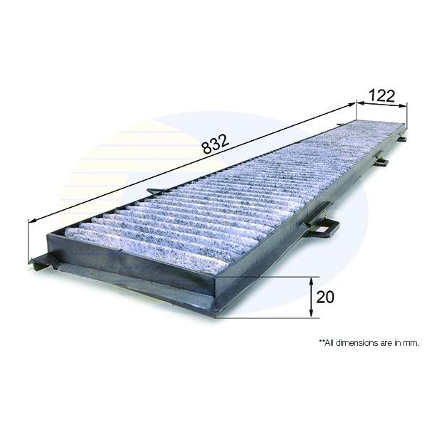 COMLINE - EKF107A (ФИЛЬТР САЛОНА BMW E81/E84/E87/E88/E82/E90/E91/E92/E93 1.6-3.0/2.0-3.0D 04- (уголь))