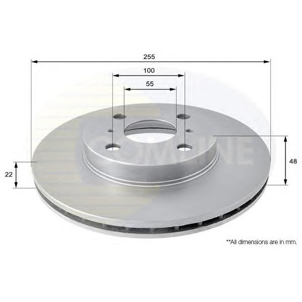 COMLINE - ADC0151V (ДИСК ТОРМ TOY COROLLA 1.3-1.8/1.9D/2.0D 92-02 ПЕР ВЕНТ 255X22 (С ПОКРЫТИЕМ))