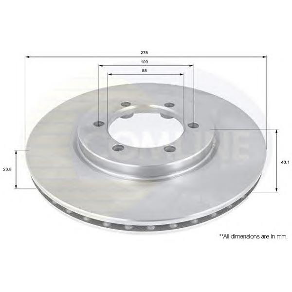 COMLINE - ADC1015V (ДИСК ТОРМ DAE/SSAN 2.3/2.9D/3.2 95-/SSAN REXTON 2.9TD/3.2 02- ПЕР ВЕНТ 278X24)