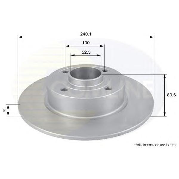 COMLINE - ADC1555 (ДИСК ТОРМ REN CLIO LLL/MODUS/MEGANE LL 1.2-2.0/1.5DCI 02- ЗАД НЕ ВЕНТ 240X8 (С ПОКРЫТИЕМ))