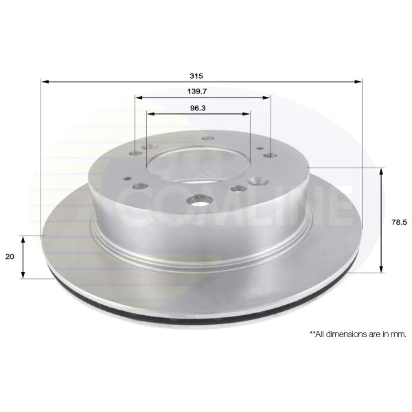 COMLINE - ADC2404V (ДИСК ТОРМ KIA SORENTO 3.3/3.8/2.5CRDI 02- ЗАД ВЕНТ 315X20 (С ПОКРЫТИЕМ))