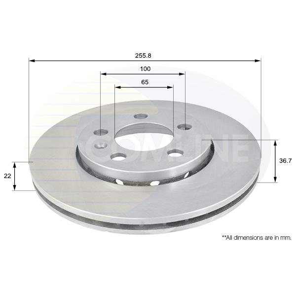 COMLINE - ADC1407V (ДИСК ТОРМ AUDI A2 1.4-1.6/A3 1.6/VW GOLF4 1.4/1.6/1.9SDI ПЕР ВЕНТ 256X22 (С ПОКРЫТИЕМ))