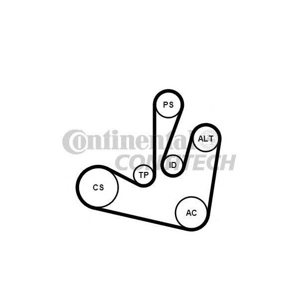 CONTITECH - 6PK1750K2 (Ремень поликлиновой с роликами, комплект)
