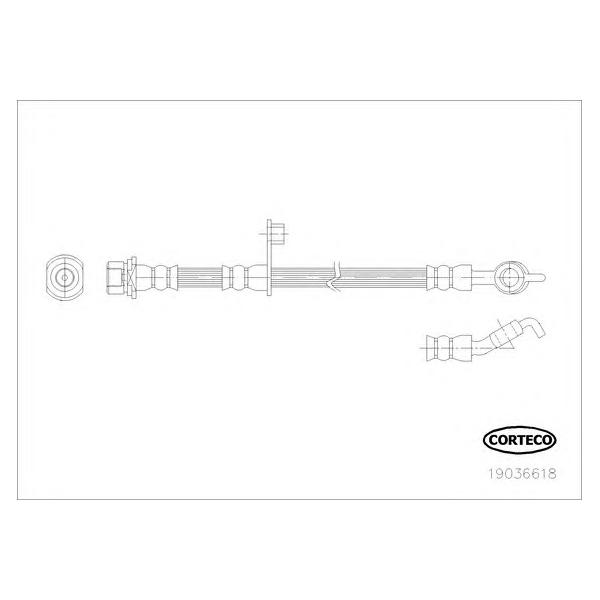 CORTECO - 19036618 (Шланг тормозной задн прав TOYOTA: YARIS (SCP1 , NLP1 , NCP1 ) 1.0 16V/1.3/1.3 16V 99-05, YARIS VERSO)