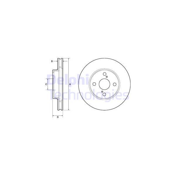 DELPHI - BG3734 (Диск тормозной передний Ø255x25)