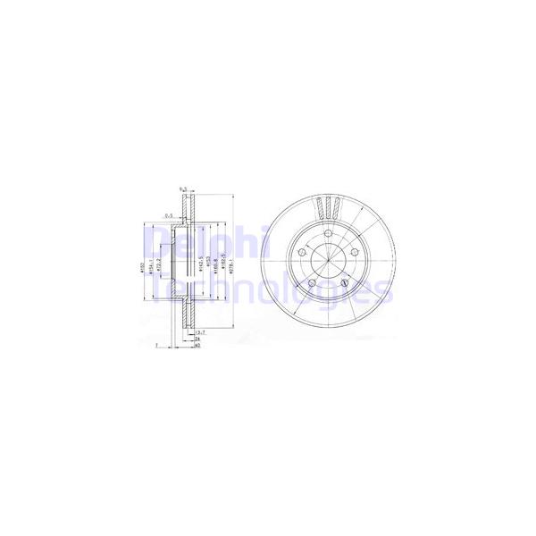 DELPHI - BG3792 (Диск тормозной передний (сзади барабан) для Ford Maverik 2000~, Mazda Tribute 2000~)