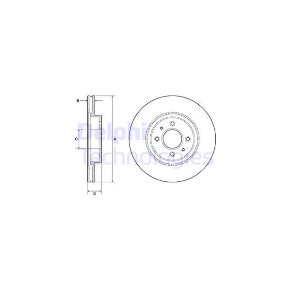 DELPHI - BG4743C (Диск тормозной KIA RIO IV 17-/HYUNDAI i20 14- передний D=280мм.)