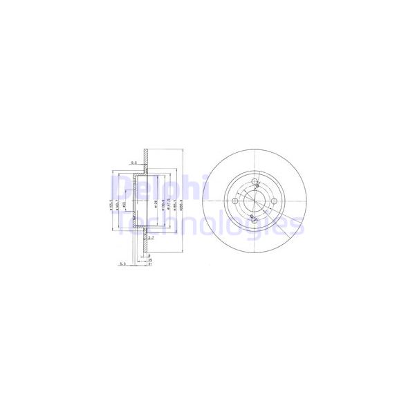 DELPHI - BG3186 (Диск тормозной TOYOTA COROLLA 92-02 задний D=266мм.)