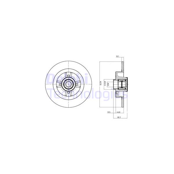 DELPHI - BG9032RS (Диск тормозной задний Ø270x10 (с подшипником, +ABS))