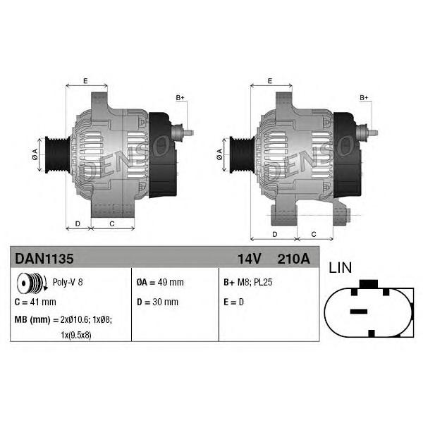 DENSO - DAN1135 (Генератор DAN1135)
