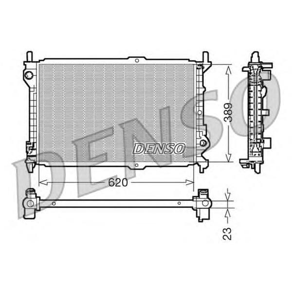 DENSO - DRM10107 (Радиатор системы охлаждения FORD: TOURNEO CONNECT 1.8 16V/1.8 Di/1.8 Turbo Di 02 - , TRANSIT CONNECT)