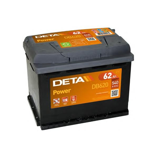 DETA - DB620 (Аккумулятор DETA POWER 12 V 62 AH 540 A ETN 0(R+) B13 242x175x190mm 15.6kg)
