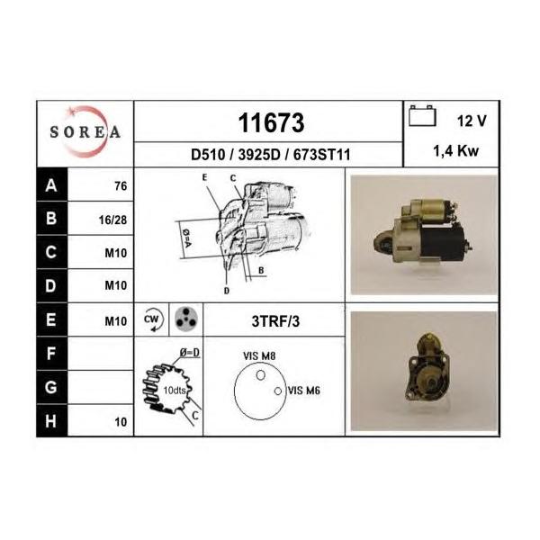 EAI - 11673 (SOR11673 стартер! 1.4Kw/ Ford Orion/Escort 1.6/1.8 92-00)