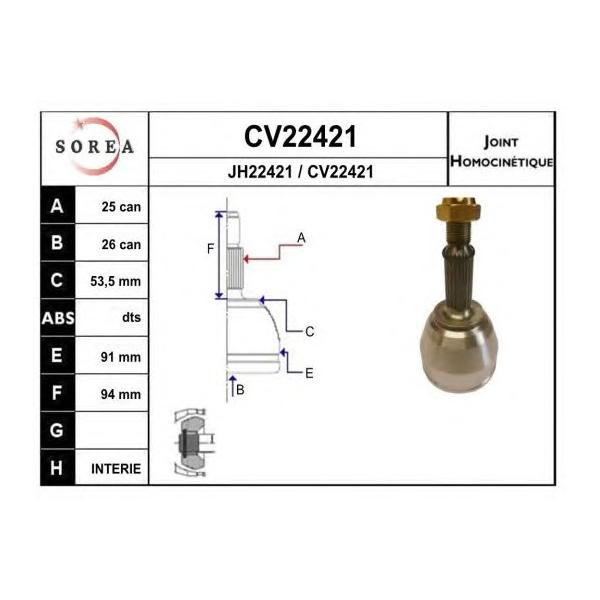 EAI - CV22421K (CV22421K_ШРУС наружный к-кт!25x26 Ford Transit 1.)