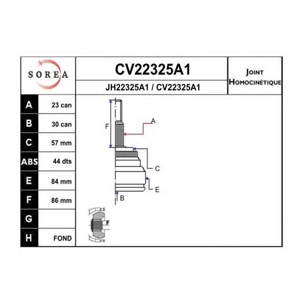 EAI - CV22325A1K (CV22325A1K_ШРУС наружный! 23x30 ABS 44 Renault Clio/Kangoo/Megane/Scenic 2.0i/1.5dCi/1.9D JC5 96-05)