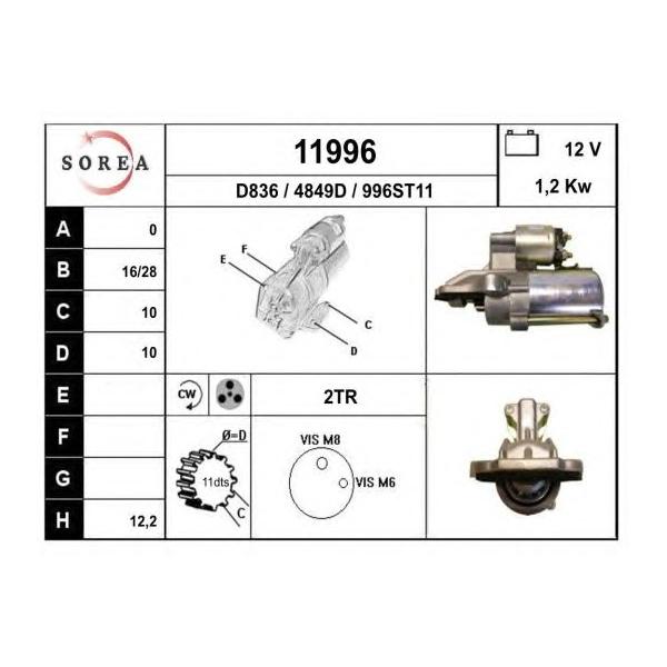 EAI - 11996 (SOR11996 стартер! 1.2Kw/ Ford Focus/C-Max 1.8/2.0 03-07)