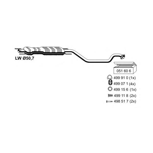 ERNST - 042079 (Резонатор / средн.часть /  OPEL Zafira 1.6/1.8/2.2)