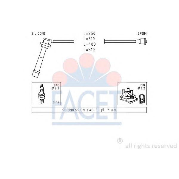 FACET - 49434 (Комплект проводов зажигания SUZUKI)
