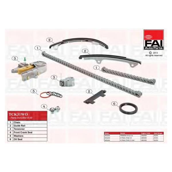 FAI AUTOPARTS - TCK31WO (Комплект цепи ГРМ NISSAN PRIMERA (P12) 2.0 03/02- (QR20DE) (комплект без звездочек/шестерен))