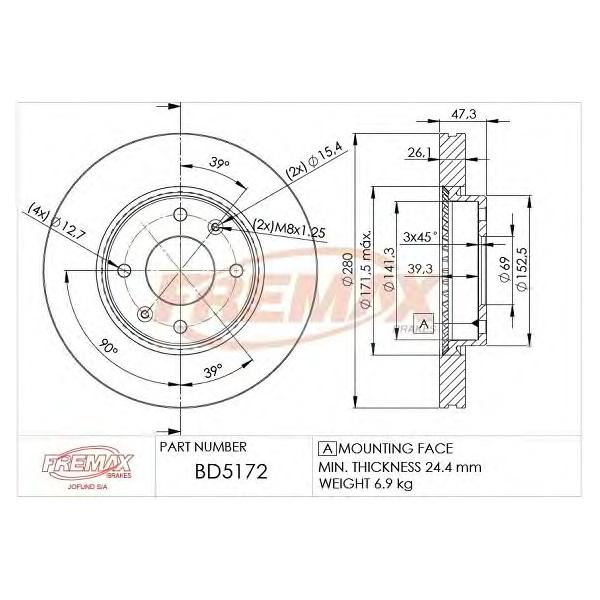 FREMAX - BD5172 (ДИСК ТОPМОЗНОЙ)