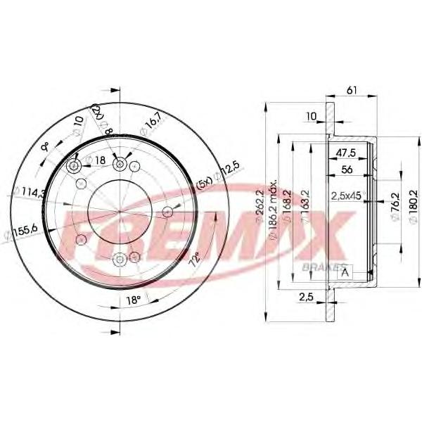 FREMAX - BD-2905 (Диск тормозной задний 262x10)