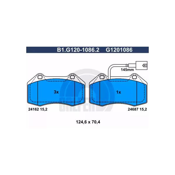 GALFER - B1G12010862 (Колодки тормозные дисковые /комплект 4 шт/ Alfa Ro)