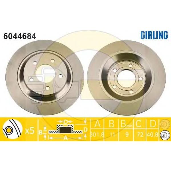 GIRLING - 6044684 (Диск тормозной MAZDA 5 05- R16