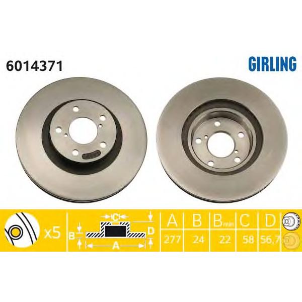 GIRLING - 6014371 (Диск тормозной передний Ø277x24)