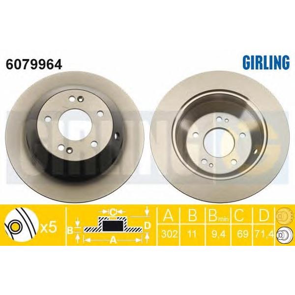 GIRLING - 6079964 (Диск тормозной задний Ø302x11)