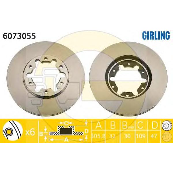 GIRLING - 6073055 (Диск тормозной NISSAN PATROL 2.8D-3.0D 97-10 передний)