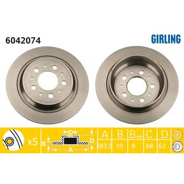 GIRLING - 6042074 (Диск тормозной задний)