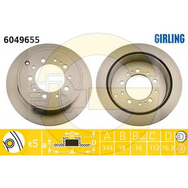 GIRLING - 6049655 (Диск тормозной задний Ø345x18)