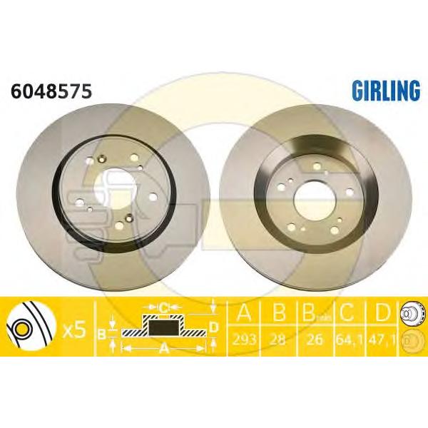 GIRLING - 6048575 (Диск тормозной HONDA CR-V III 2.0-2.4 07- передний)
