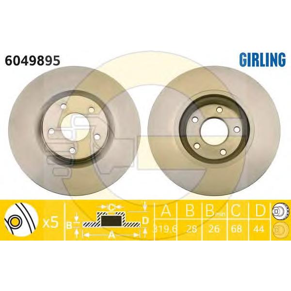 GIRLING - 6049895 (Диск тормозной передний 320x28 Nissan Qashqai (J10E) 2007~, Renault Koleos 2008~)