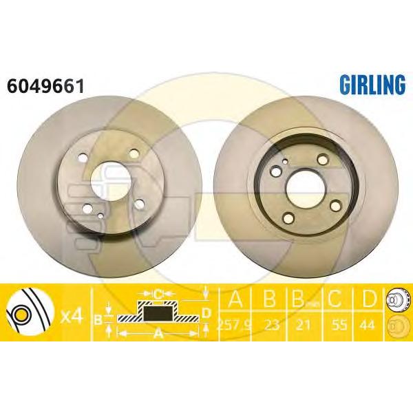 GIRLING - 6049661 (Диск тормозной MAZDA 2 07- передний вент.D=258мм.)